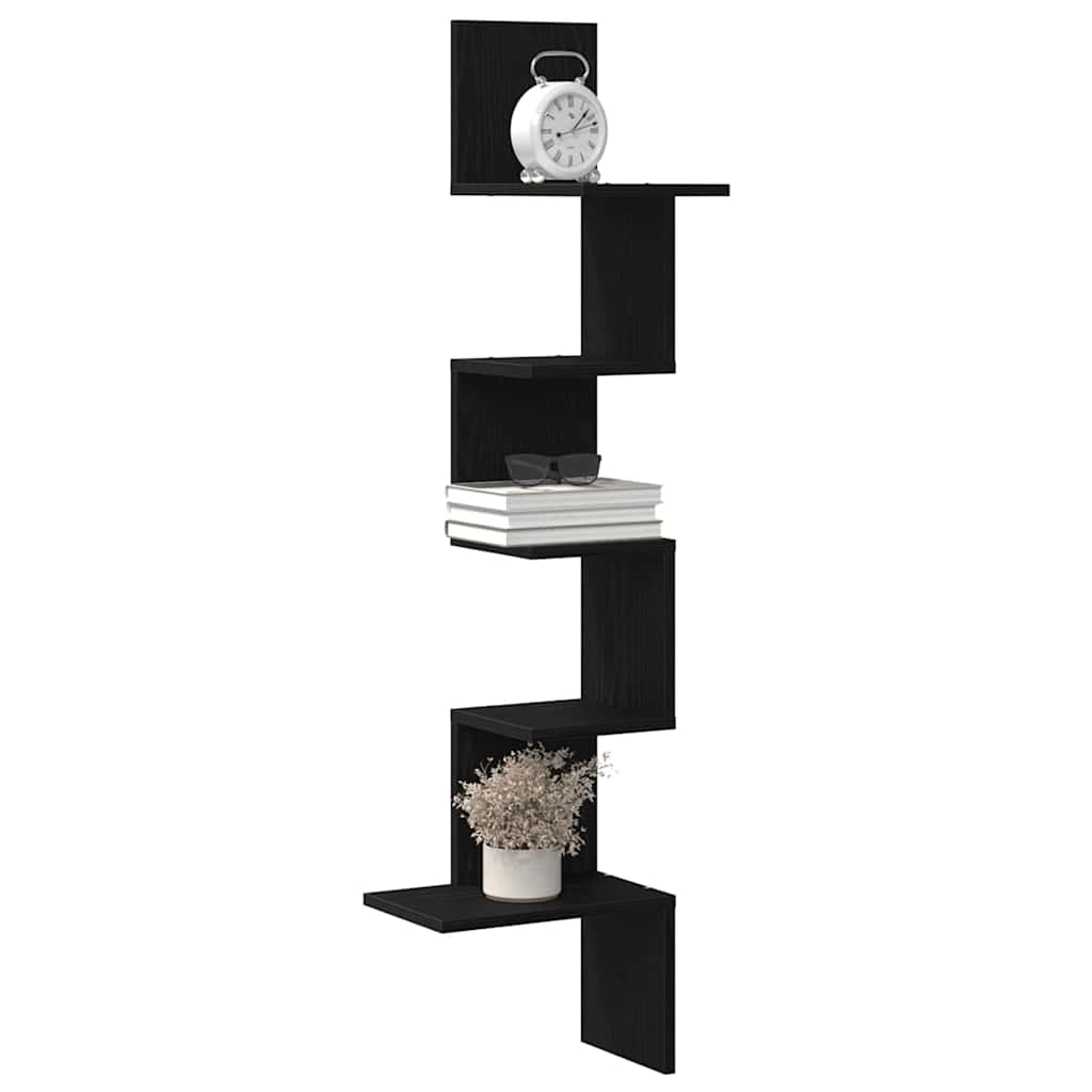 Estante de canto p/ parede 32x32x127,5 cm contraplacado preto