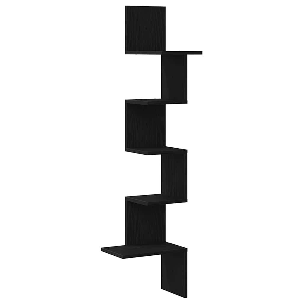 Estante de canto p/ parede 32x32x127,5 cm contraplacado preto