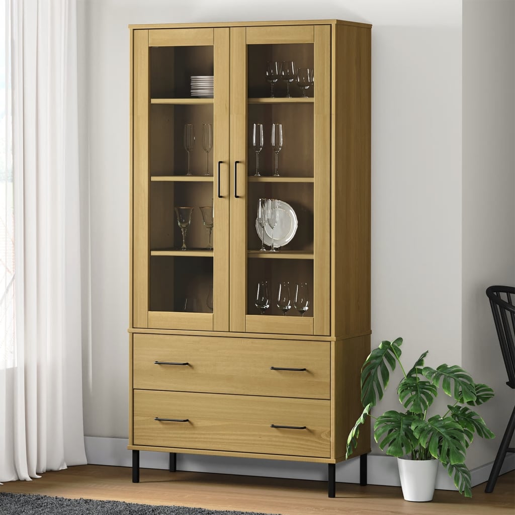 Estante c/ pernas metal 85x35x172,5 cm madeira oslo castanho
