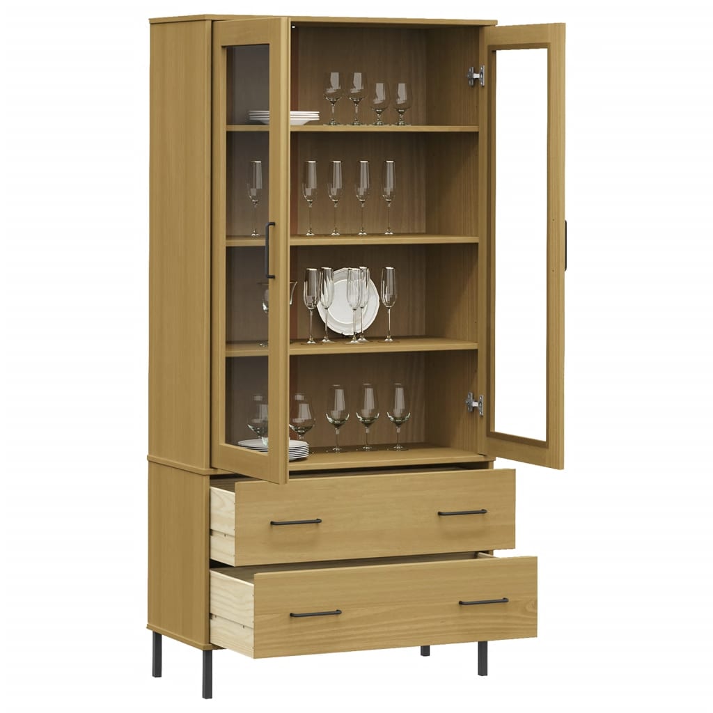 Estante c/ pernas metal 85x35x172,5 cm madeira oslo castanho