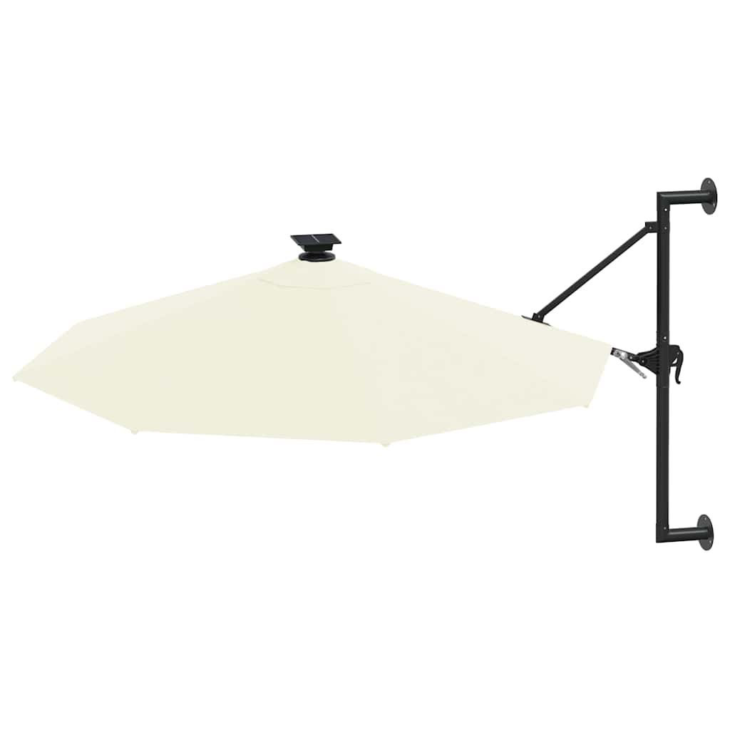 Guarda-sol para jardim de parede c/ luzes LED 300 cm areia