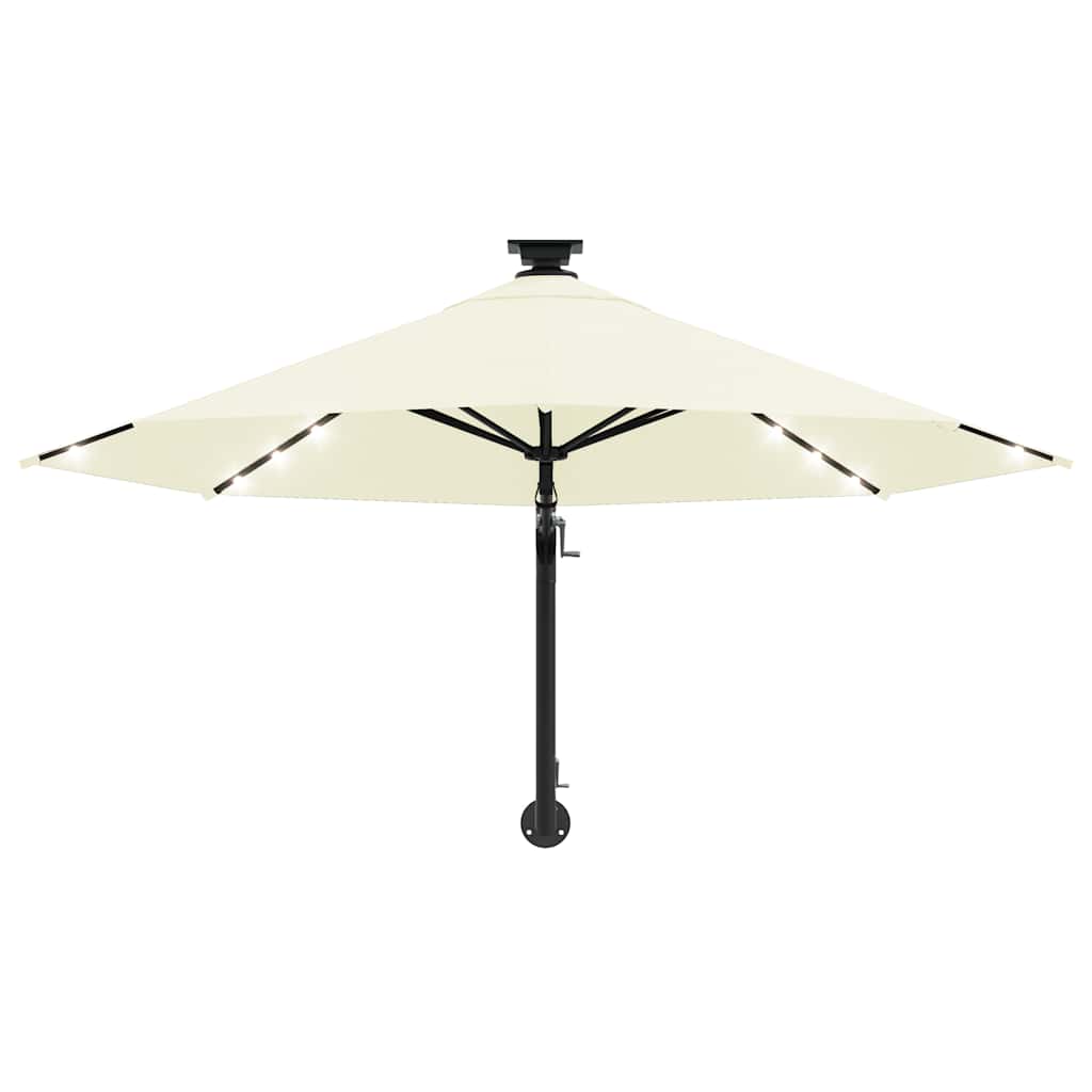Guarda-sol para jardim de parede c/ luzes LED 300 cm areia