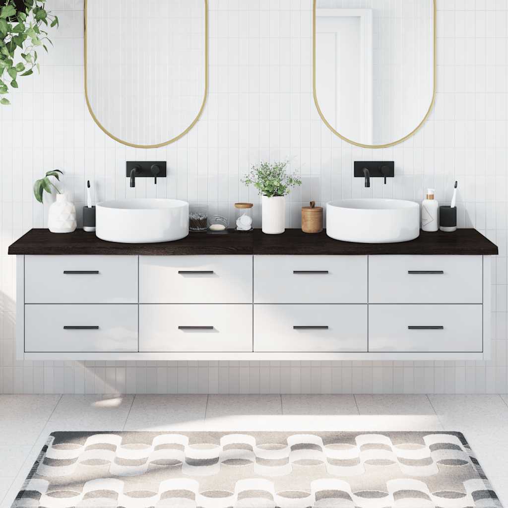 Bancada p/ wc 220x50x(2-4)cm madeira tratada maciça castanho