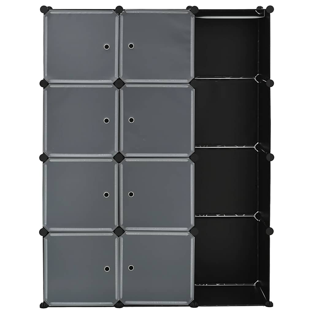 Armário plástico modular 9 gavetas 109x36,5x143 cm preto branco