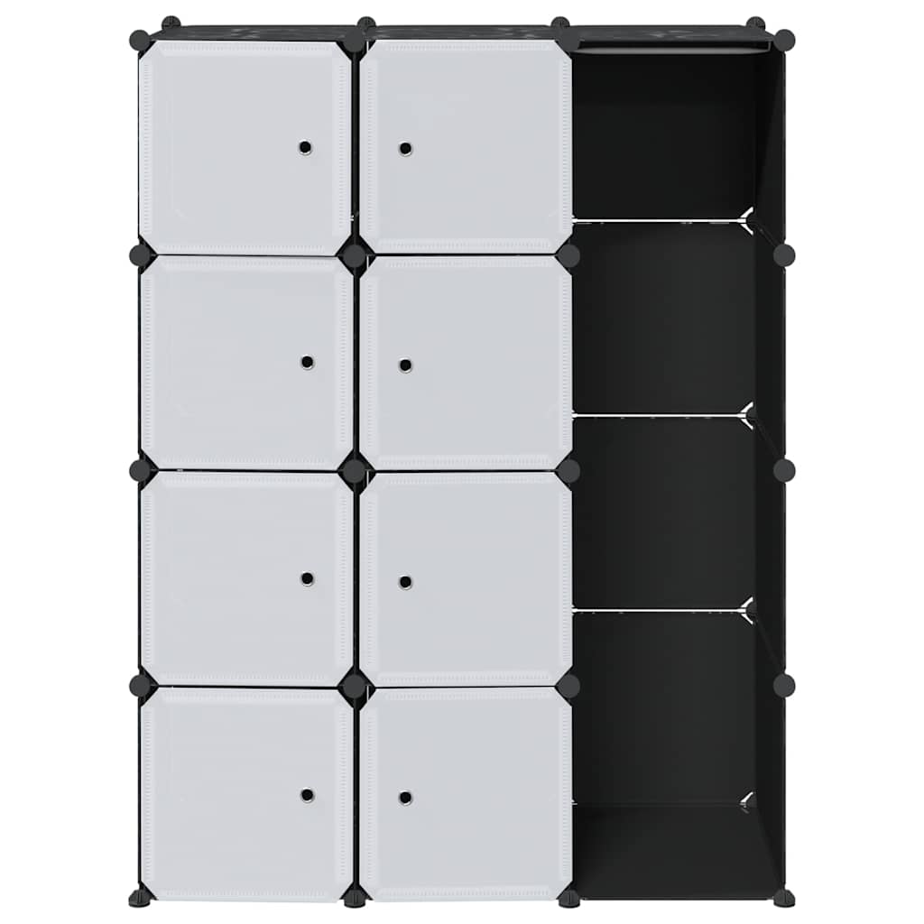 Armário plástico modular 9 gavetas 109x36,5x143 cm preto branco
