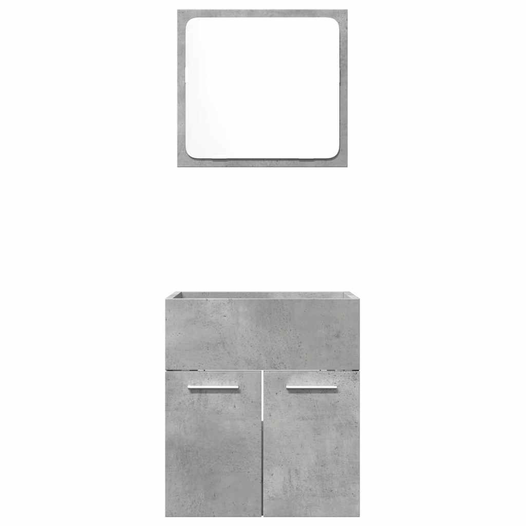 2 Pcs conj. móveis casa banho derivados madeira cinza cimento