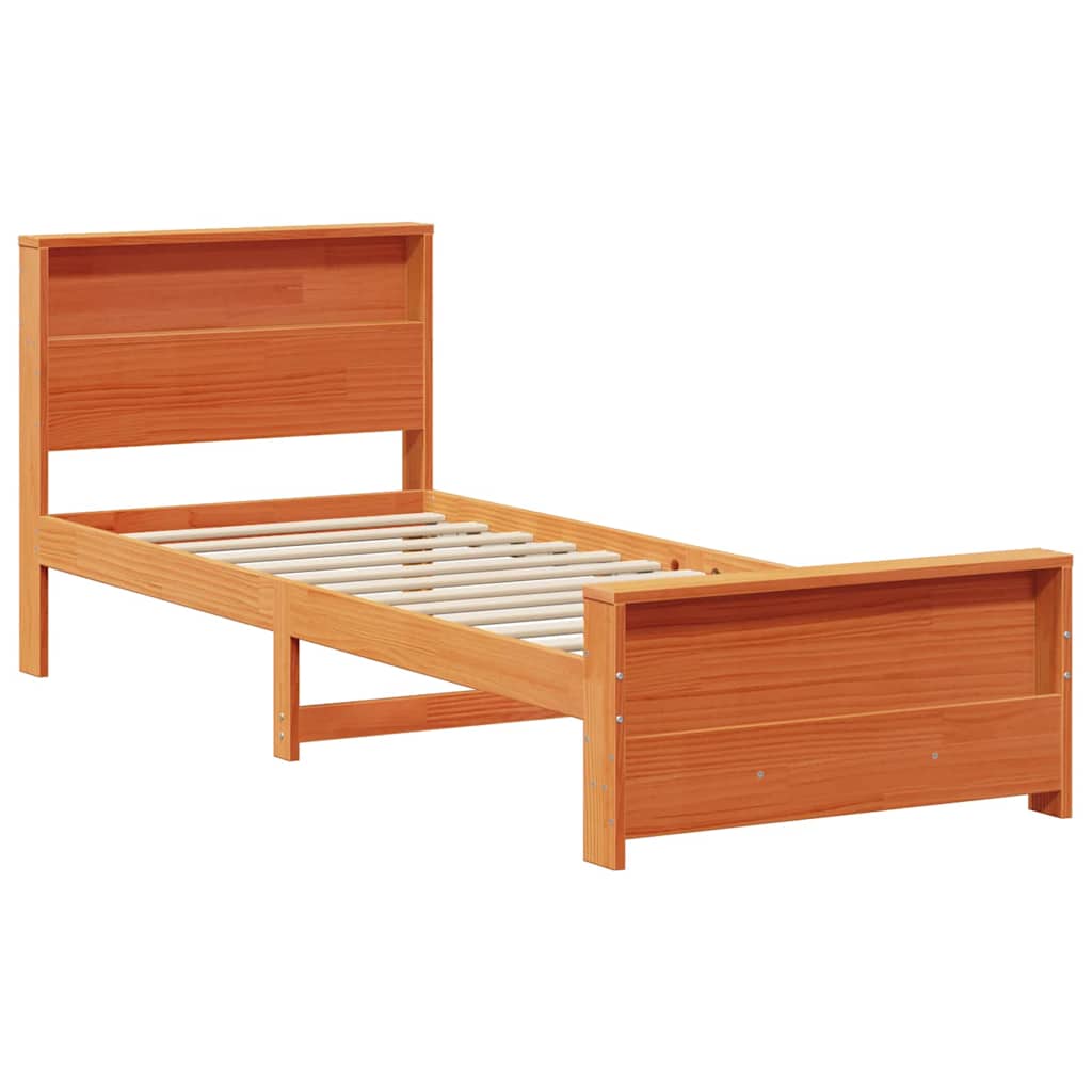 Estrutura da cama marrom cera 90 x 200 cm madeira processada