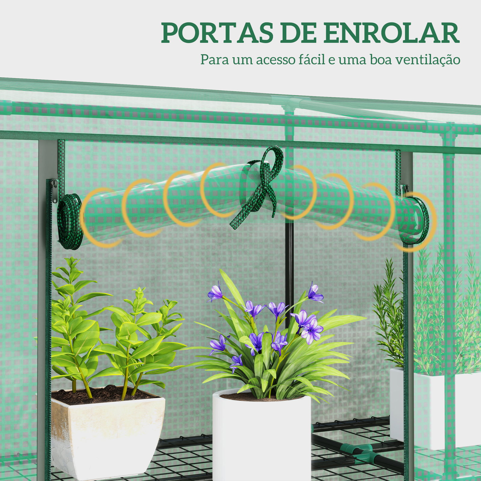 Estufa pequena com prateleiras de 3 níveis portas com fecho de correr estufa para cultivar 215x46x151 cm verde