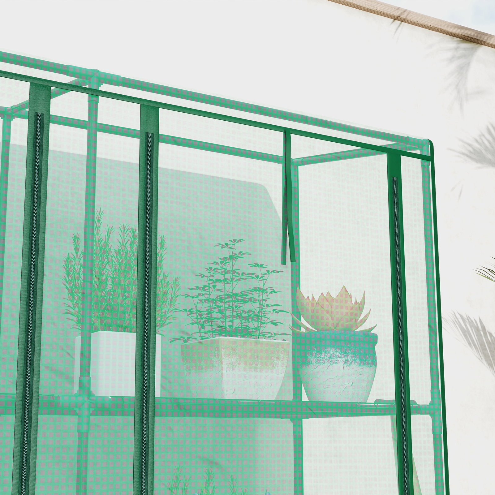 Estufa pequena com prateleiras de 3 níveis portas com fecho de correr estufa para cultivar 215x46x151 cm verde