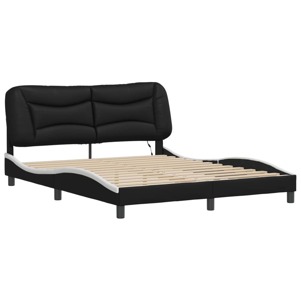Estrutura de cama com LED sem colchão hvar 160x200cm preto/branco