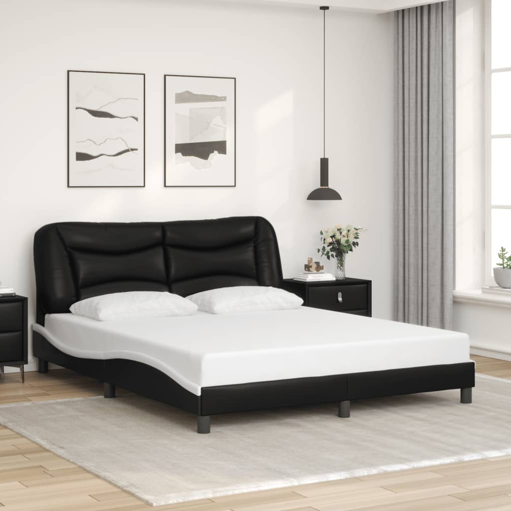 Estrutura de cama com LED sem colchão hvar 160x200cm preto/branco