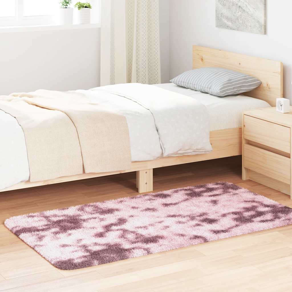 Tapete shaggy de pelo alto navarra 80x150 cm rosa empoeirado