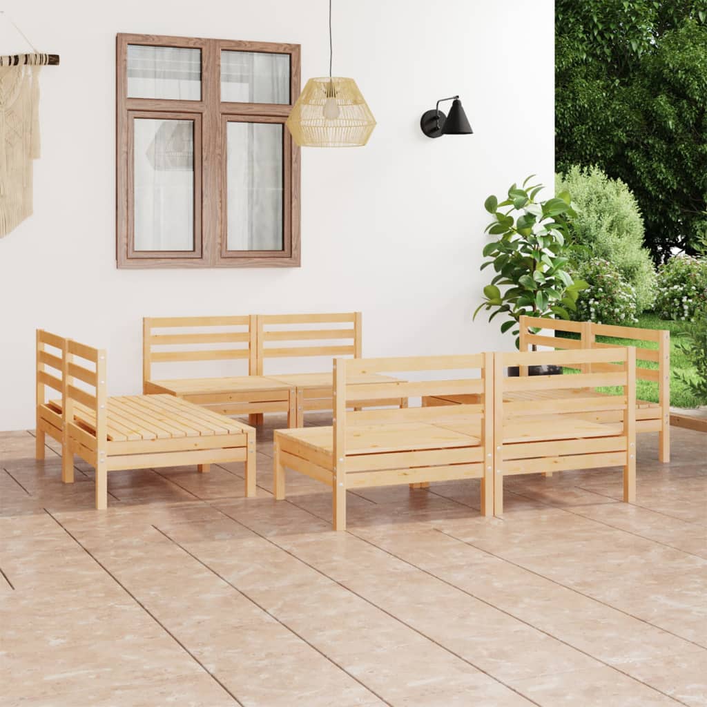 8 Pcs conjunto lounge de jardim pinho maciço