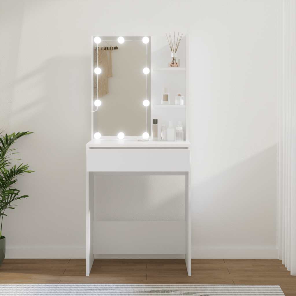 Toucador com leds 60x40x140 cm branco