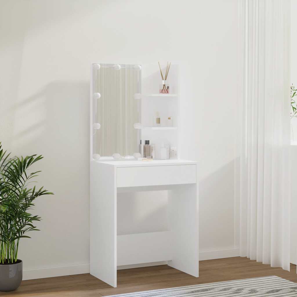 Toucador com leds 60x40x140 cm branco