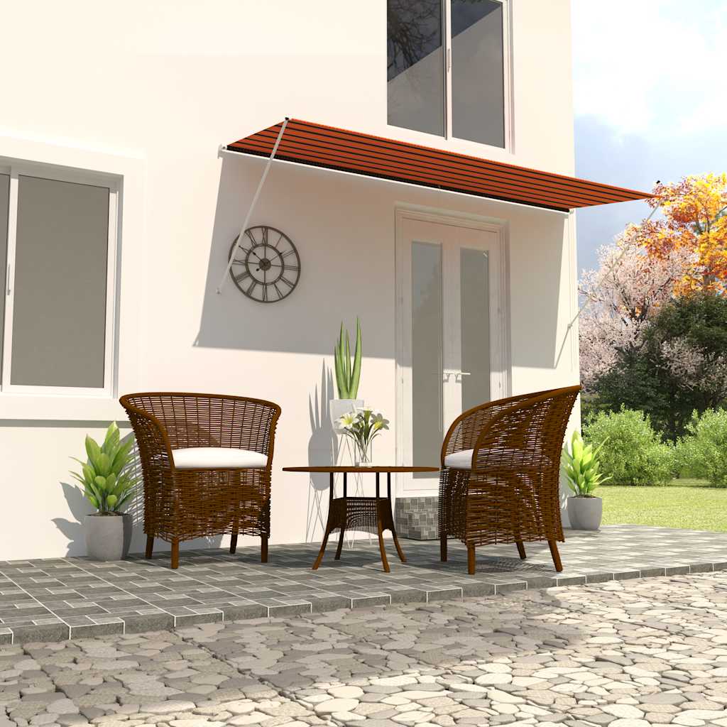 Toldo retrátil 350x150 cm laranja e castanho