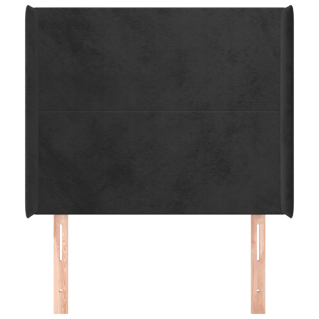 Cabeceira de cama c/ abas veludo 93x16x118/128 cm preto