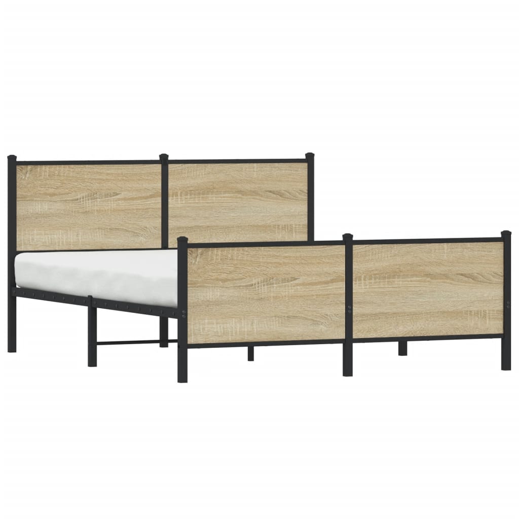 Estrutura de cama sem colchão 150x200cm metal carvalho sonoma