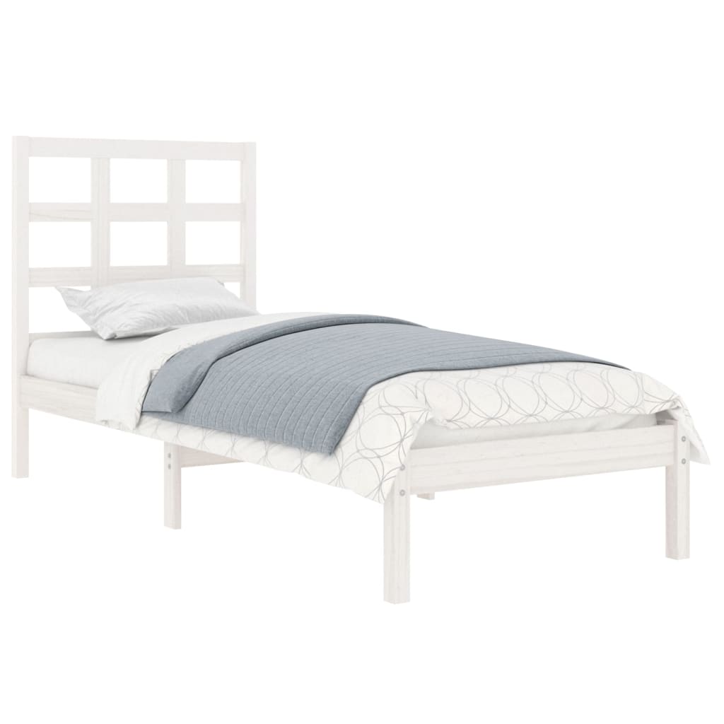 Estrutura cama pequena solteiro 75x190 cm madeira maciça branco