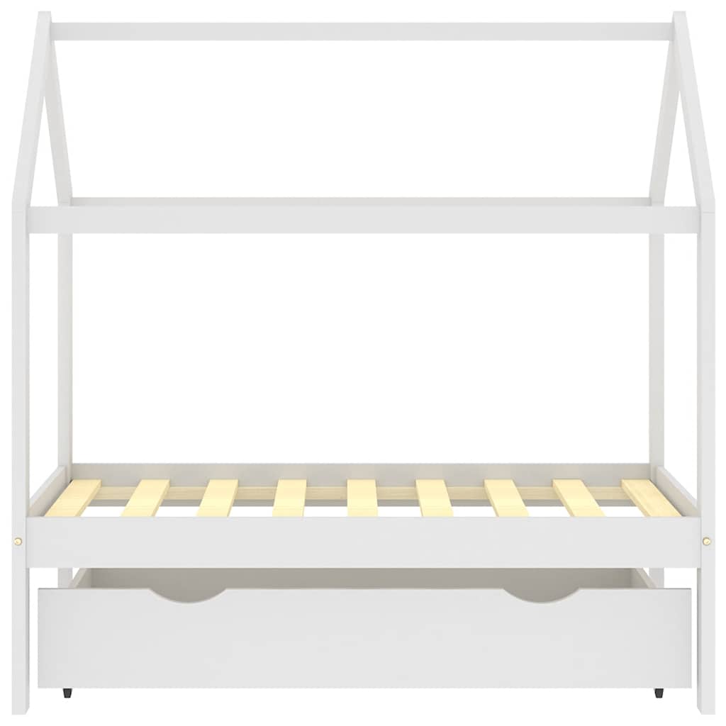 Cama para crianças c/ gaveta 70x140 cm pinho maciço branco