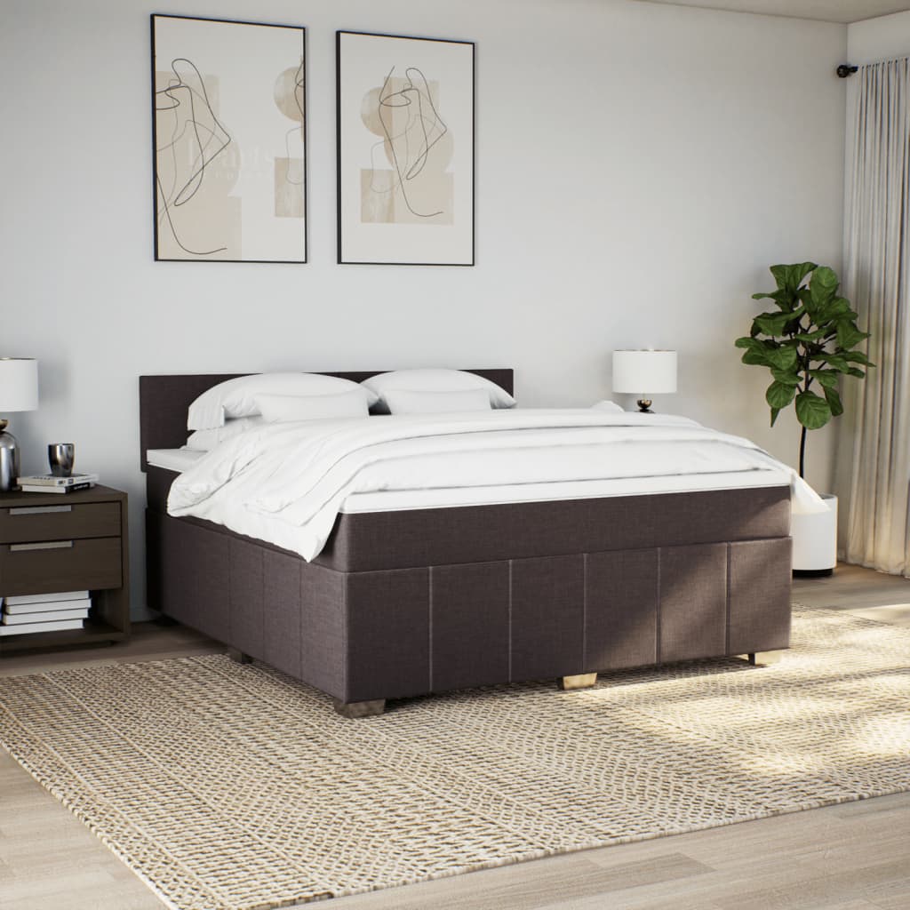 Cama com molas/colchão 180x200 cm tecido castanho-escuro