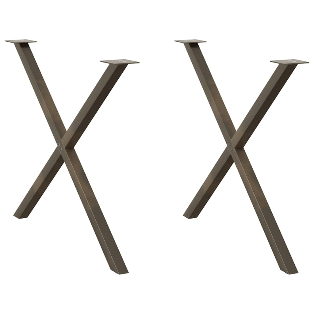 Pés para mesa de jantar em formato de x, 2 peças, aço natural, 90x(72-73) cm, aço