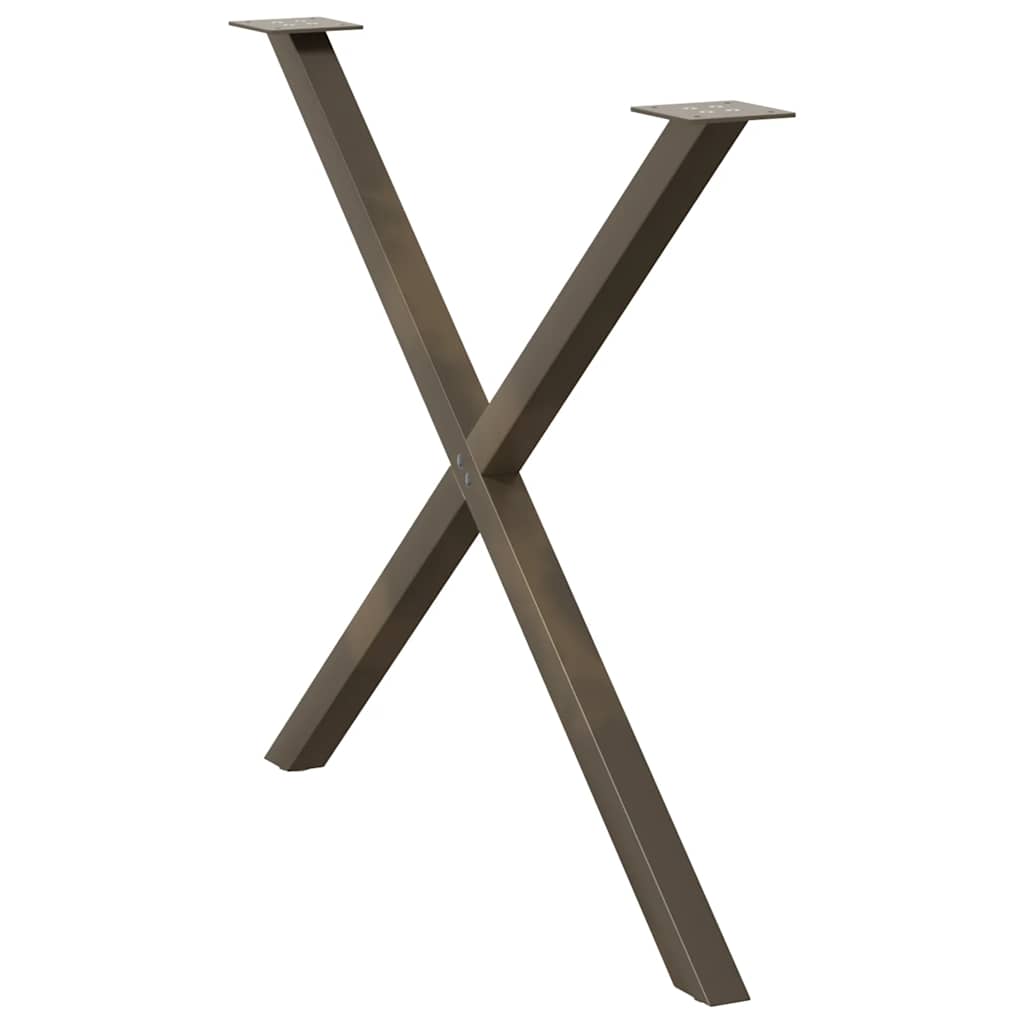 Pés para mesa de jantar em formato de x, 2 peças, aço natural, 90x(72-73) cm, aço