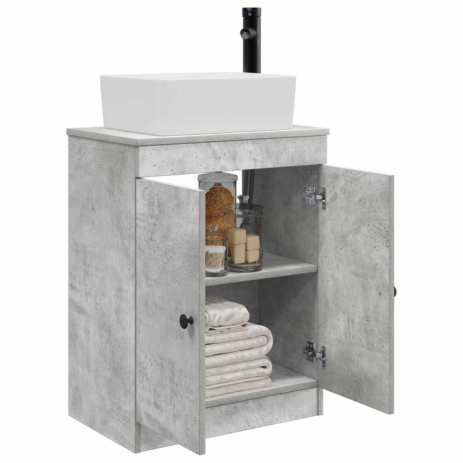 Gabinete de banheiro com pia cinzento cimento 54 x 35 x 83 cm