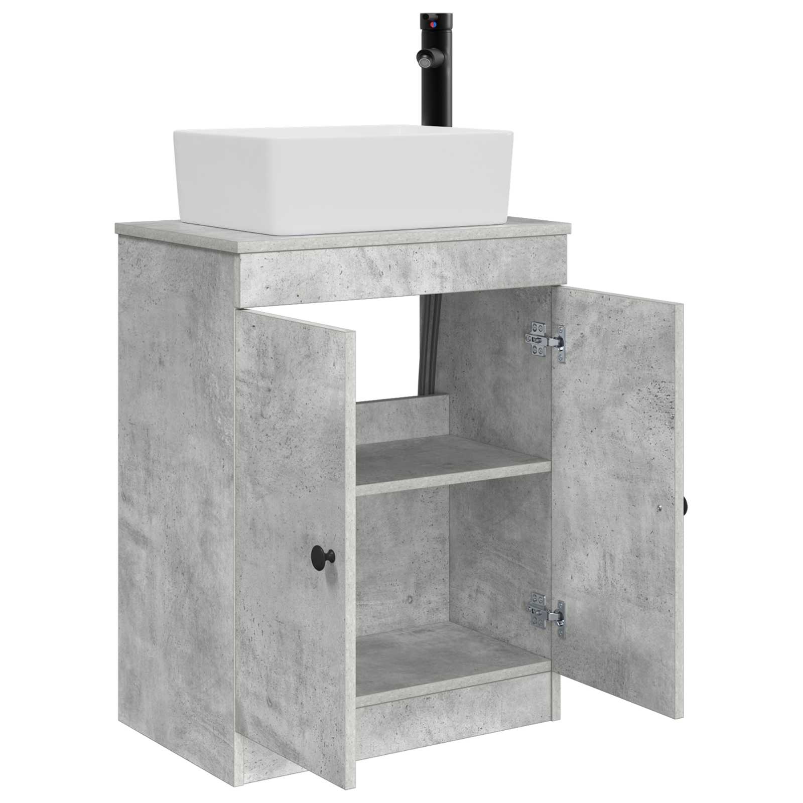 Gabinete de banheiro com pia cinzento cimento 54 x 35 x 83 cm