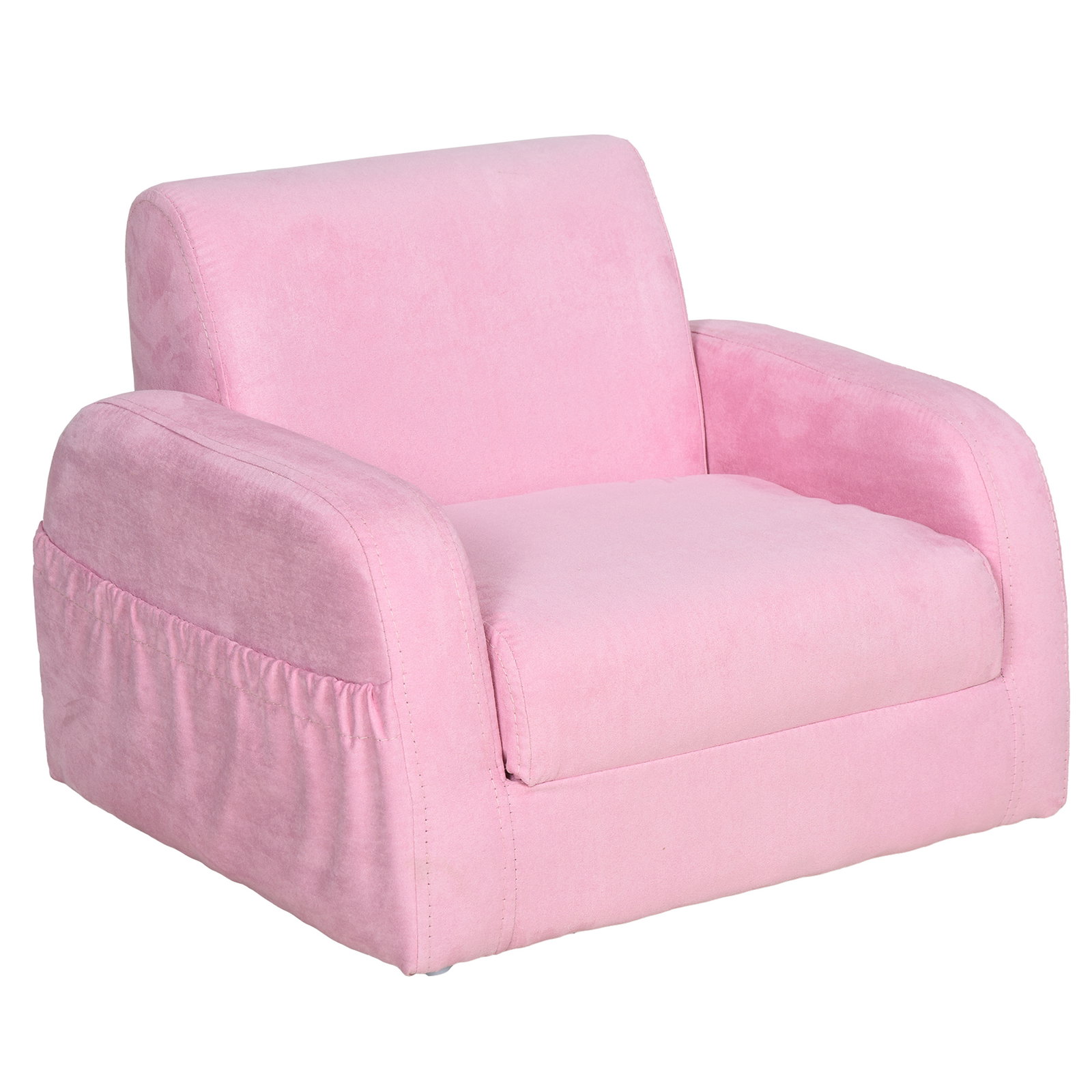 Poltrona infantil poltrona 2 em 1 para crianças dobrável em 2 posições com apoio de braços e assento acolchoado 47x45x38cm rosa