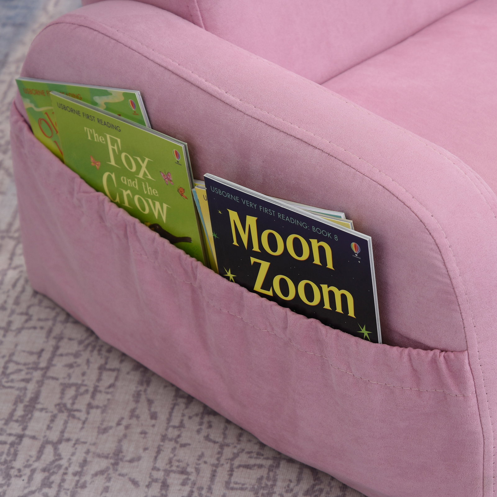 Poltrona infantil poltrona 2 em 1 para crianças dobrável em 2 posições com apoio de braços e assento acolchoado 47x45x38cm rosa