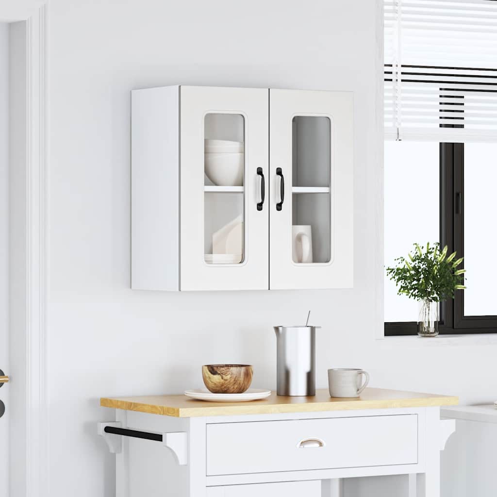 Armário de parede de cozinha porta vidro kalmar branca