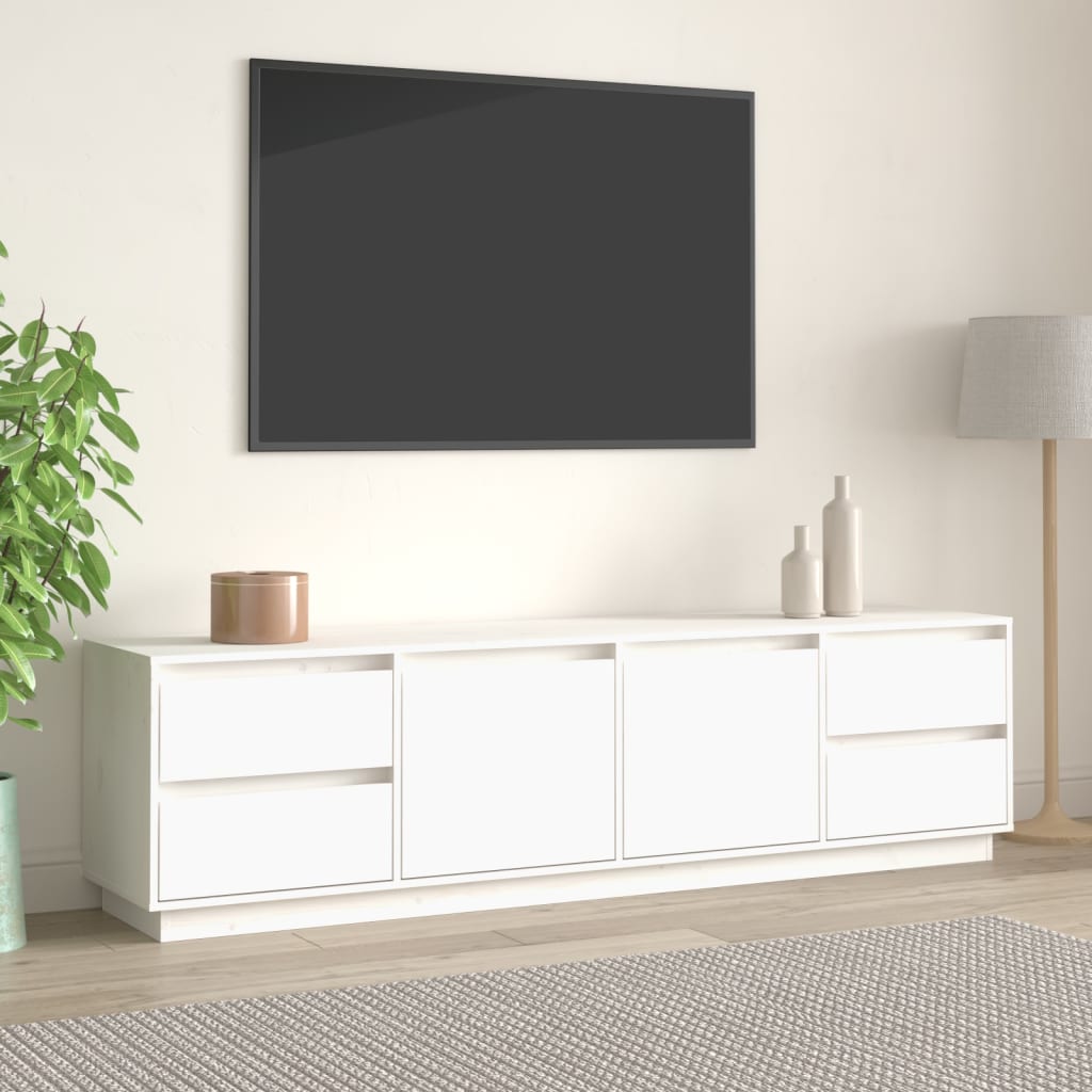 Móvel de TV 176x37x47,5 cm madeira de pinho maciça branco