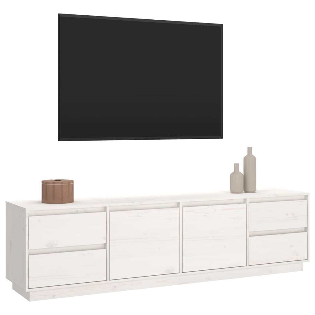 Móvel de TV 176x37x47,5 cm madeira de pinho maciça branco