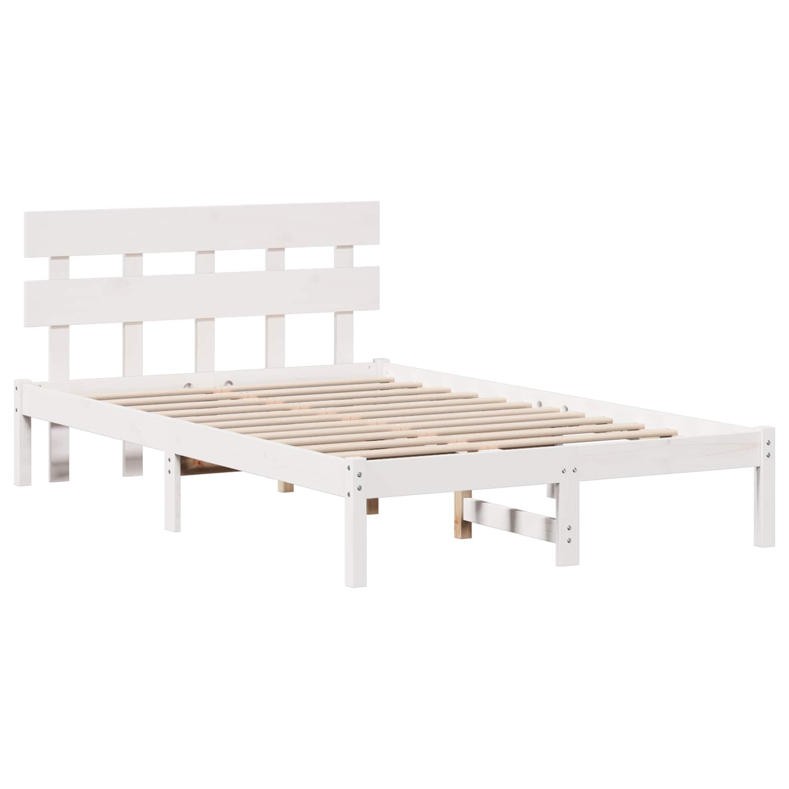 Estrutura da cama branco 120 x 200 cm madeira de pinho maciça