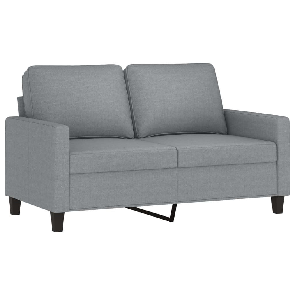 2 Pcs conjunto de sofás com almofadões tecido cinzento-claro