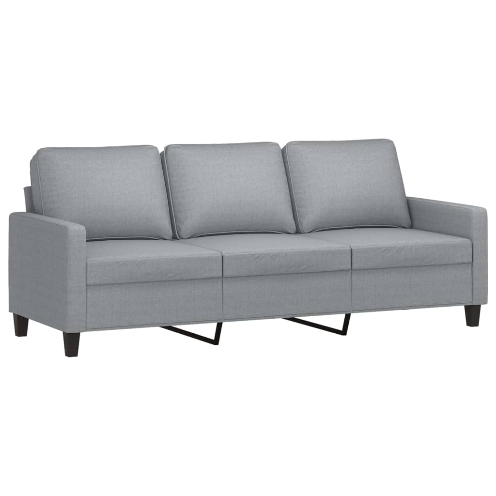 2 Pcs conjunto de sofás com almofadões tecido cinzento-claro