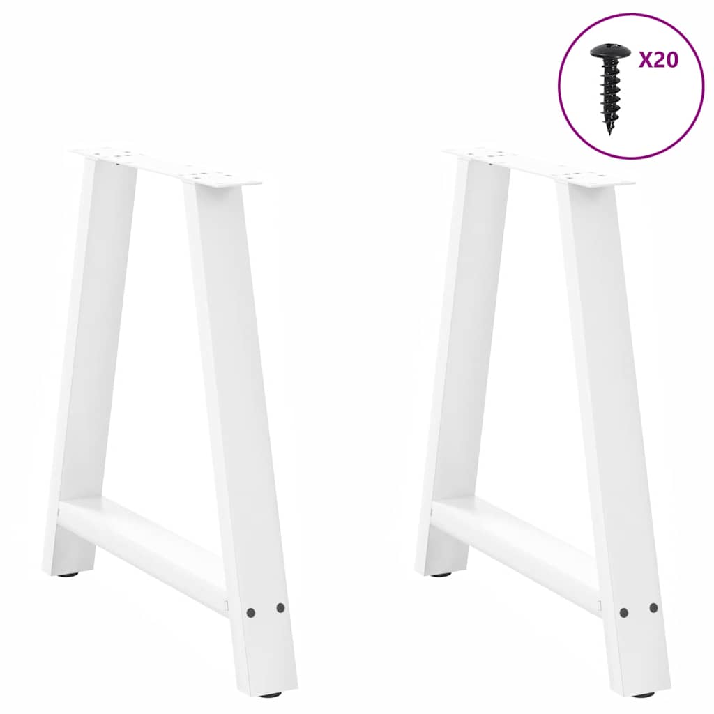 Pés para mesa de jantar em formato a, 2 peças, branco, 70x(72-73) cm, aço