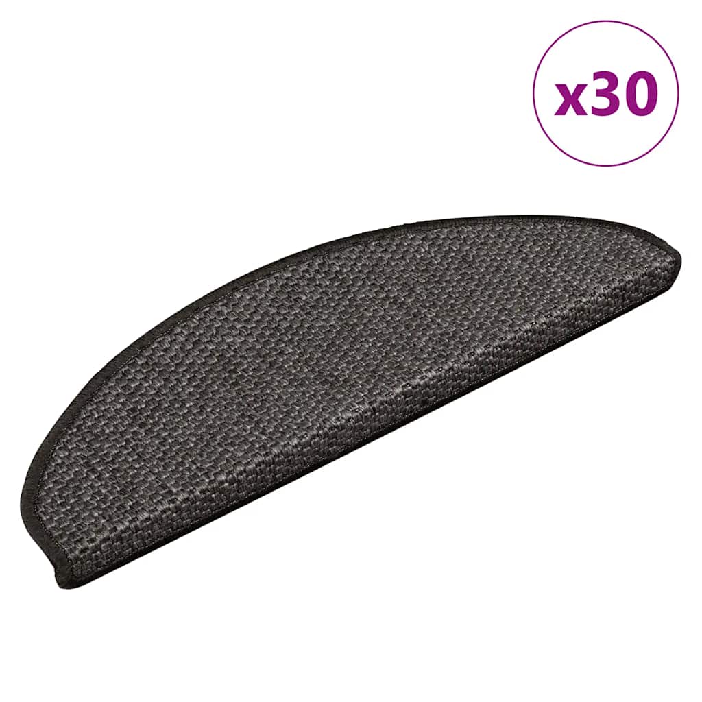 Tapetes escada adesivos aspeto sisal 30pcs 65x21x4 cm antracite