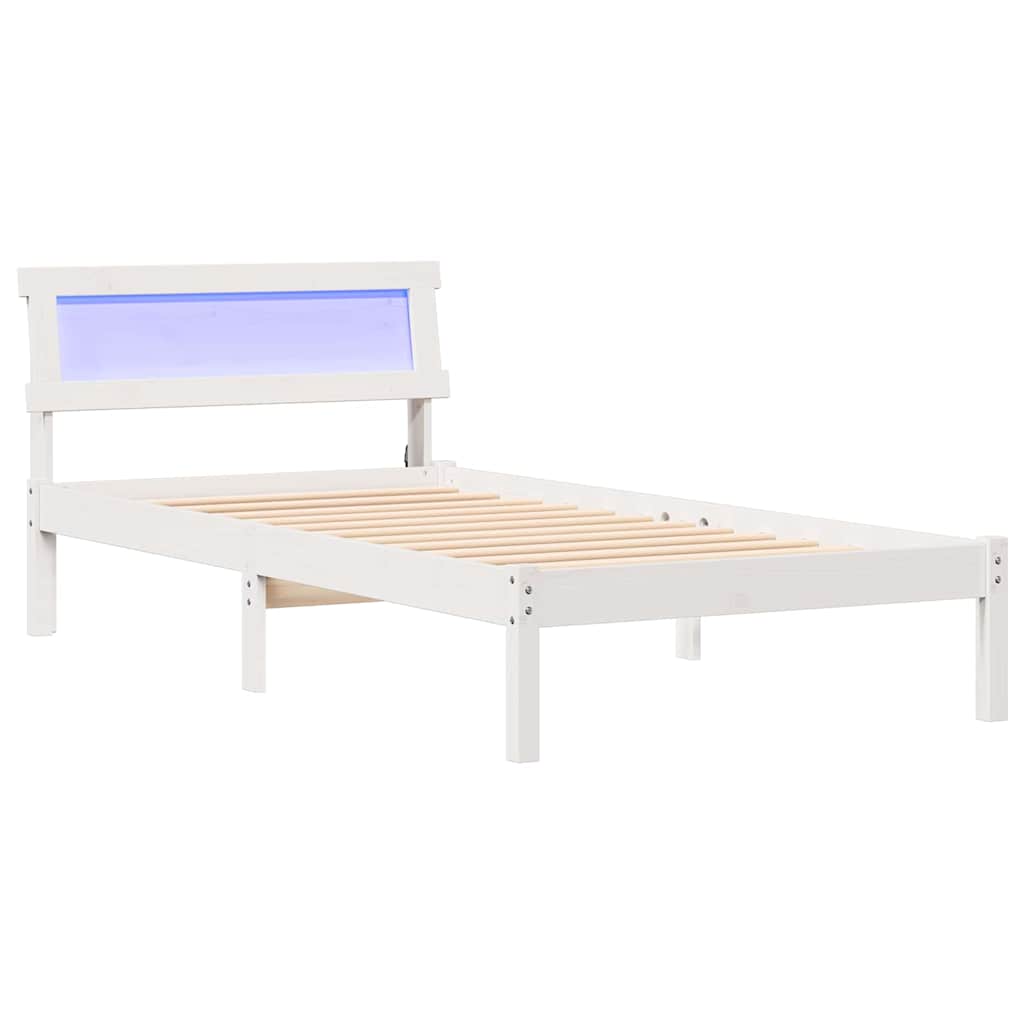 Estrutura da cama com cabeceira branco 100 x 200 cm