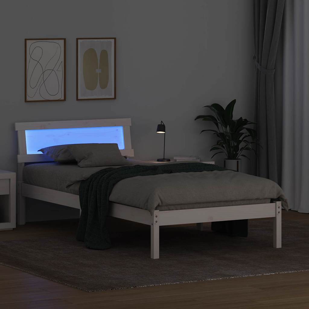 Estrutura da cama com cabeceira branco 100 x 200 cm