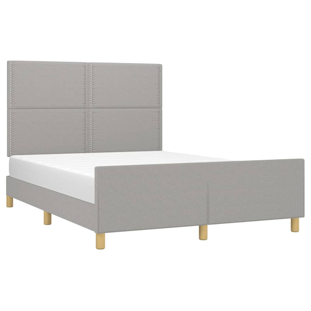 Estrutura de cama sem colchão 140x200 cm tecido cinzento-claro