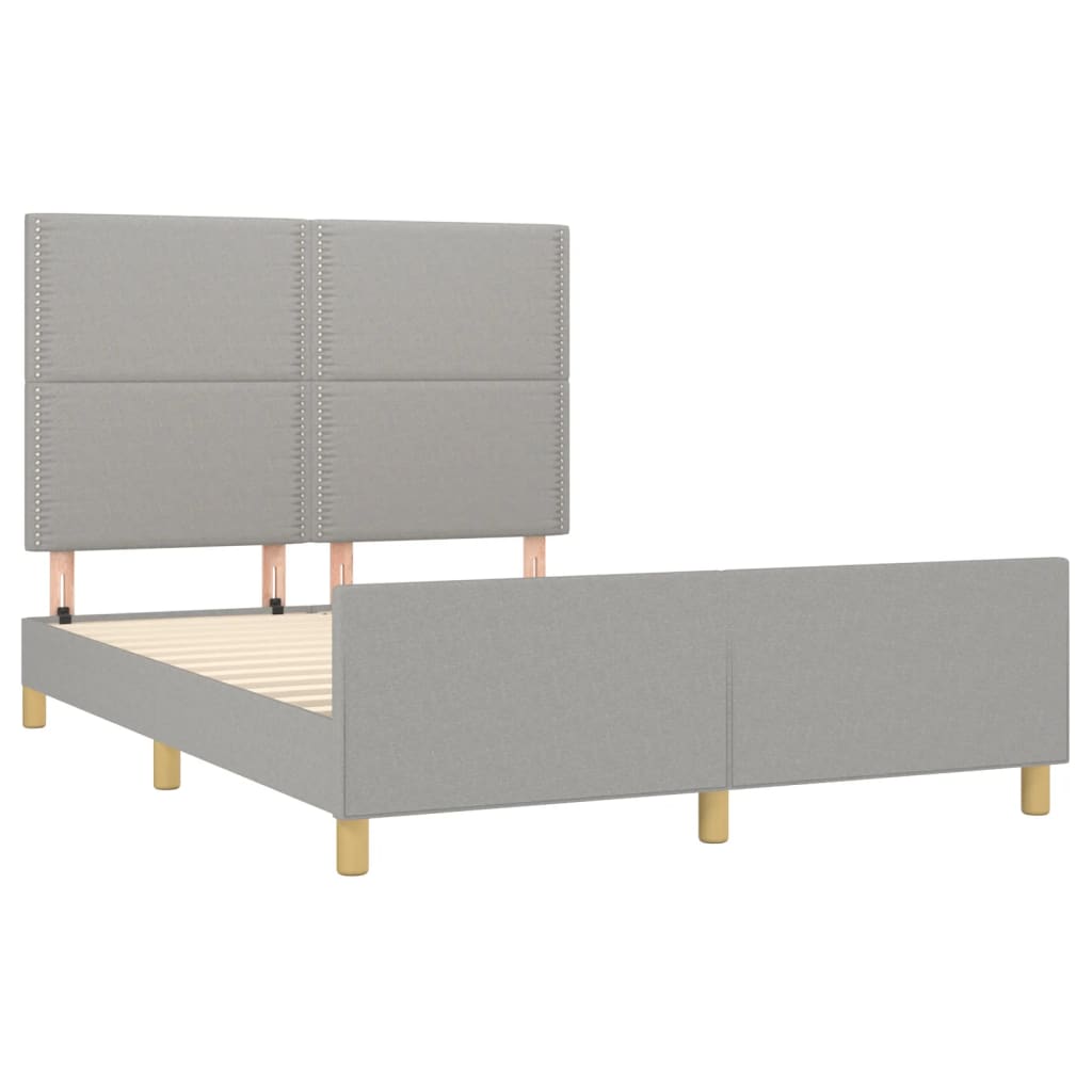 Estrutura de cama sem colchão 140x200 cm tecido cinzento-claro