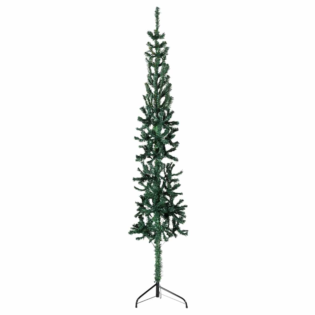 Meia árvore de natal fina com suporte 120 cm verde
