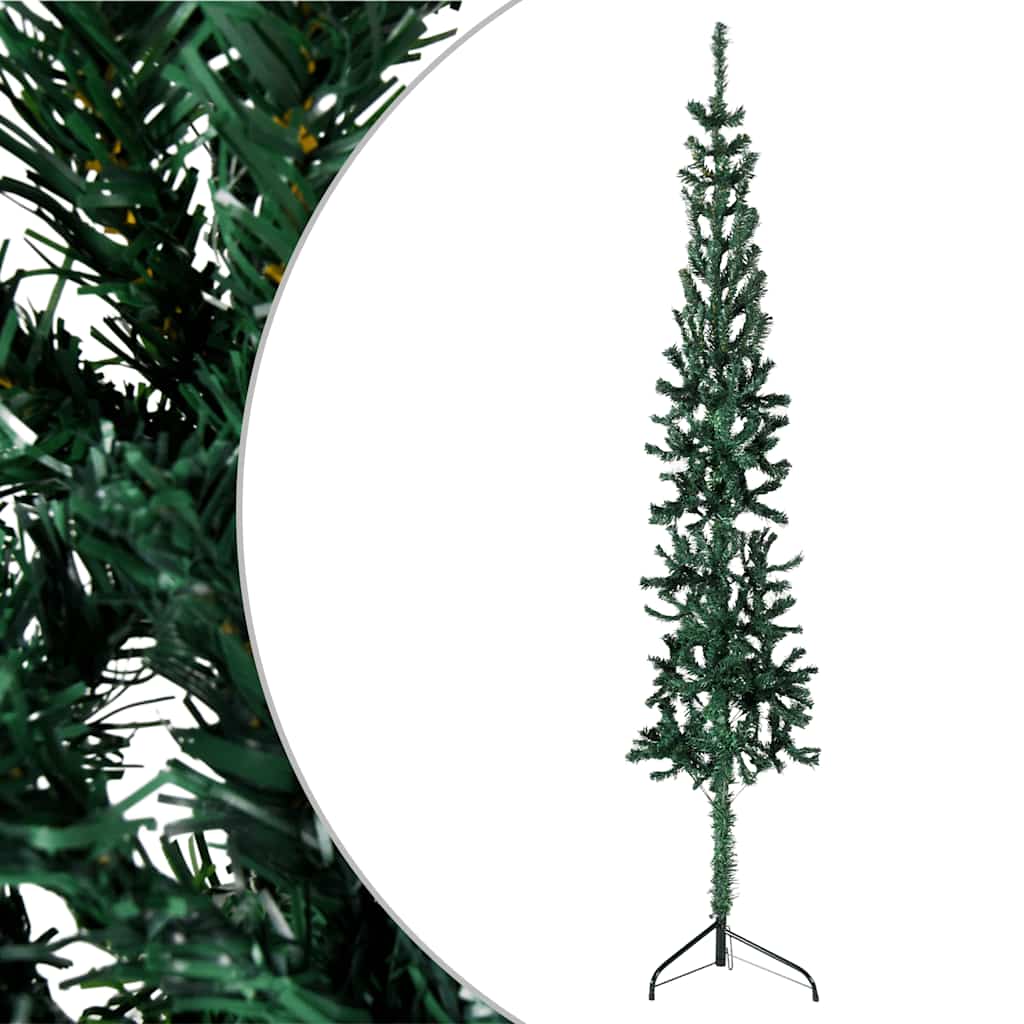Meia árvore de natal fina com suporte 120 cm verde