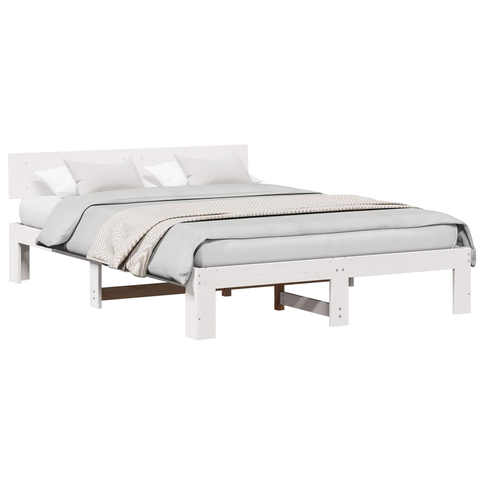 Estrutura da cama com cabeceira branco 150 x 200 cm