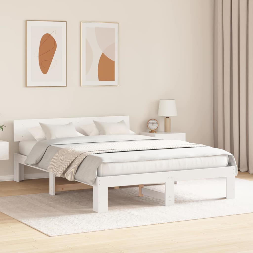 Estrutura da cama com cabeceira branco 150 x 200 cm