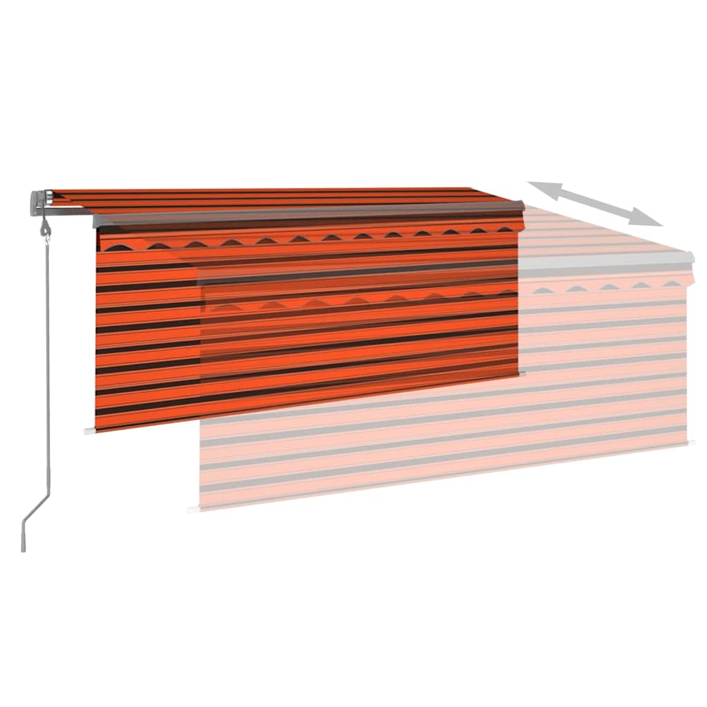 Toldo autom. estore/LED/sensor vento 3,5x2,5 m laranja/castanho