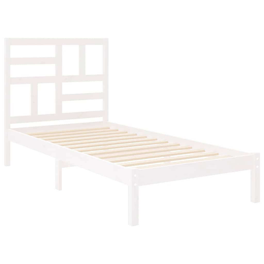 Estrutura cama pequena solteiro 75x190 cm madeira maciça branco