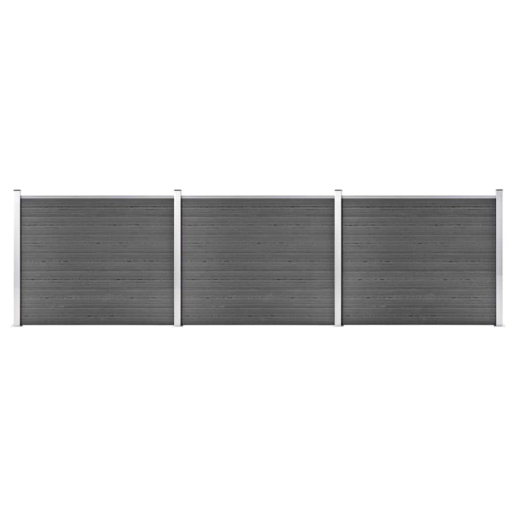 Conjunto painel de cerca 526x146 cm wpc preto